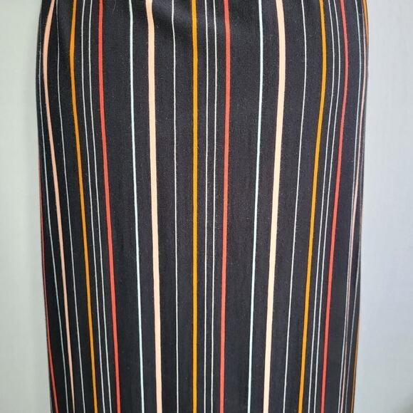 Garnet Hill Off-The-Shoulder Knit Maxi Dress MED Black Stripe Boho Rainbow NEW - Picture 5 of 16